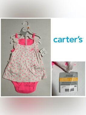 🆕CARTER’S - 12M - NWT - INFANT GIRLS 3PC PINK CHERRY TANK SET